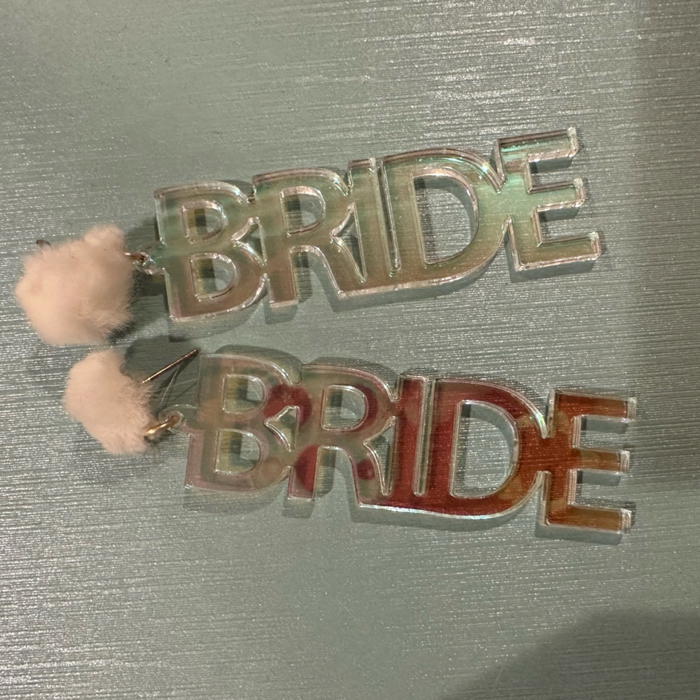 Bride Statement Earrings with Pom Poms